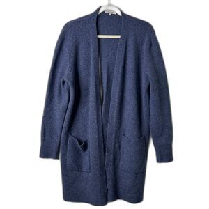 Madewell Kent Cardigan Blue Coziest Yarn Longline Open Front Womens Medium
